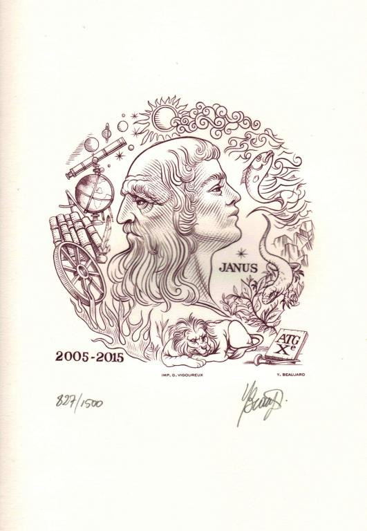 10 ans de l'ATG, Janus, gravure n° 18 - 2015 (dessin et gravure : Beaujard Yves)